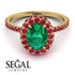 Oval Emerald Halo Hidden Rubies Ring - Amy No. 49 image 10