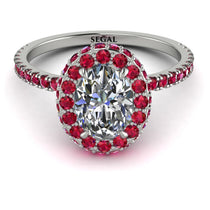 Oval Diamond Halo Hidden Rubies Ring - Amy No. 48 image 1