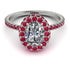 Oval Diamond Halo Hidden Rubies Ring - Amy No. 48