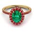 Oval Emerald Halo Hidden Rubies Ring - Amy No. 49