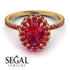 Oval Ruby Halo Hidden Rubies Ring - Amy No. 55