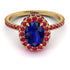 Oval Sapphire Halo Hidden Rubies Ring - Amy No. 58