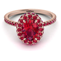 Oval Ruby Halo Hidden Rubies Ring - Amy No. 56 image 1