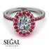 Oval Diamond Halo Hidden Rubies Ring - Amy No. 48 image 10