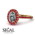 Oval Diamond Halo Hidden Rubies Ring - Amy No. 46 image 3