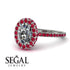 Oval Diamond Halo Hidden Rubies Ring - Amy No. 48