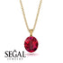 Oval Ruby Hidden Halo Necklace - Gemma No. 10
