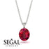 Oval Ruby Hidden Halo Necklace - Gemma No. 12