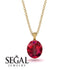 Oval Ruby Hidden Halo Necklace - Gemma No. 55