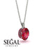 Oval Ruby Hidden Halo Necklace - Gemma No. 57