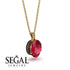 Oval Ruby Hidden Halo Necklace - Gemma No. 40