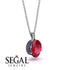 Oval Ruby Hidden Halo Necklace - Gemma No. 72