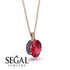 Oval Ruby Hidden Halo Necklace - Gemma No. 71