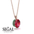 Oval Ruby Hidden Halo Necklace - Gemma No. 26