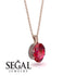 Oval Ruby Hidden Halo Necklace - Gemma No. 11