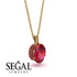 Oval Ruby Hidden Halo Necklace - Gemma No. 55