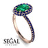 Oval Emerald Halo Hidden Sapphires Ring - Amy No. 65 image 2