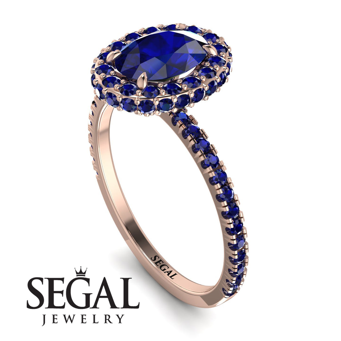 Oval Sapphire Halo Hidden Sapphires Ring - Amy No. 74