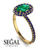 Oval Emerald Halo Hidden Sapphires Ring - Amy No. 64 image 2