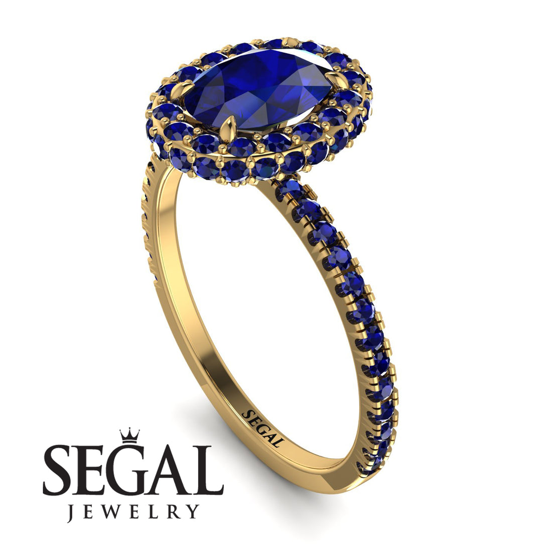 Oval Sapphire Halo Hidden Sapphires Ring - Amy No. 73
