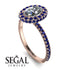 Oval Diamond Halo Hidden Sapphires Ring - Amy No. 62 image 2