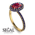 Oval Ruby Halo Hidden Sapphires Ring - Amy No. 70