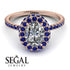 Oval Diamond Halo Hidden Sapphires Ring - Amy No. 62