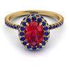 Oval Ruby Halo Hidden Sapphires Ring - Amy No. 70