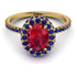 Oval Ruby Halo Hidden Sapphires Ring - Amy No. 70