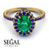 Oval Emerald Halo Hidden Sapphires Ring - Amy No. 64 image 10