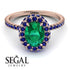 Oval Emerald Halo Hidden Sapphires Ring - Amy No. 65