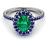 Oval Emerald Halo Hidden Sapphires Ring - Amy No. 66