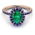 Oval Emerald Halo Hidden Sapphires Ring - Amy No. 65 image 1