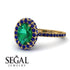 Oval Emerald Halo Hidden Sapphires Ring - Amy No. 64