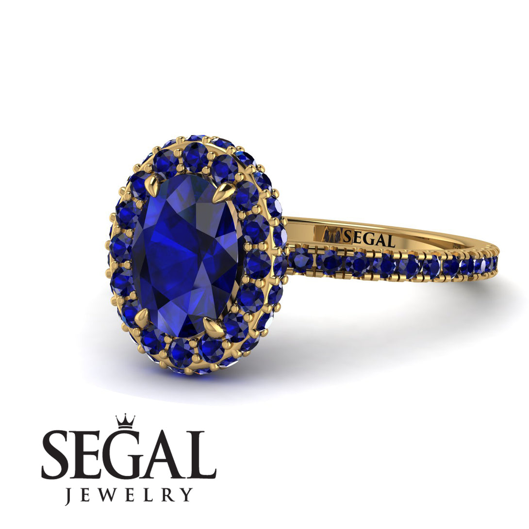 Oval Sapphire Halo Hidden Sapphires Ring - Amy No. 73
