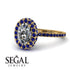 Oval Diamond Halo Hidden Sapphires Ring - Amy No. 61 image 3