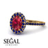 Oval Ruby Halo Hidden Sapphires Ring - Amy No. 70