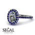 Oval Diamond Halo Hidden Sapphires Ring - Amy No. 63 image 3