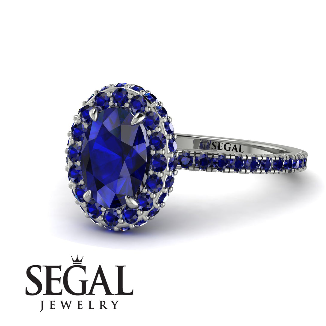 Oval Sapphire Halo Hidden Sapphires Ring - Amy No. 75