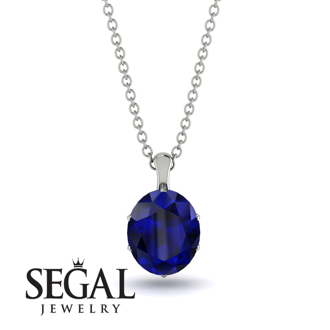 Oval Sapphire Hidden Halo Necklace - Gemma No. 45