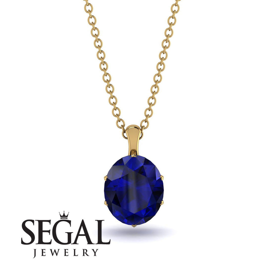 Oval Sapphire Hidden Halo Necklace - Gemma No. 73
