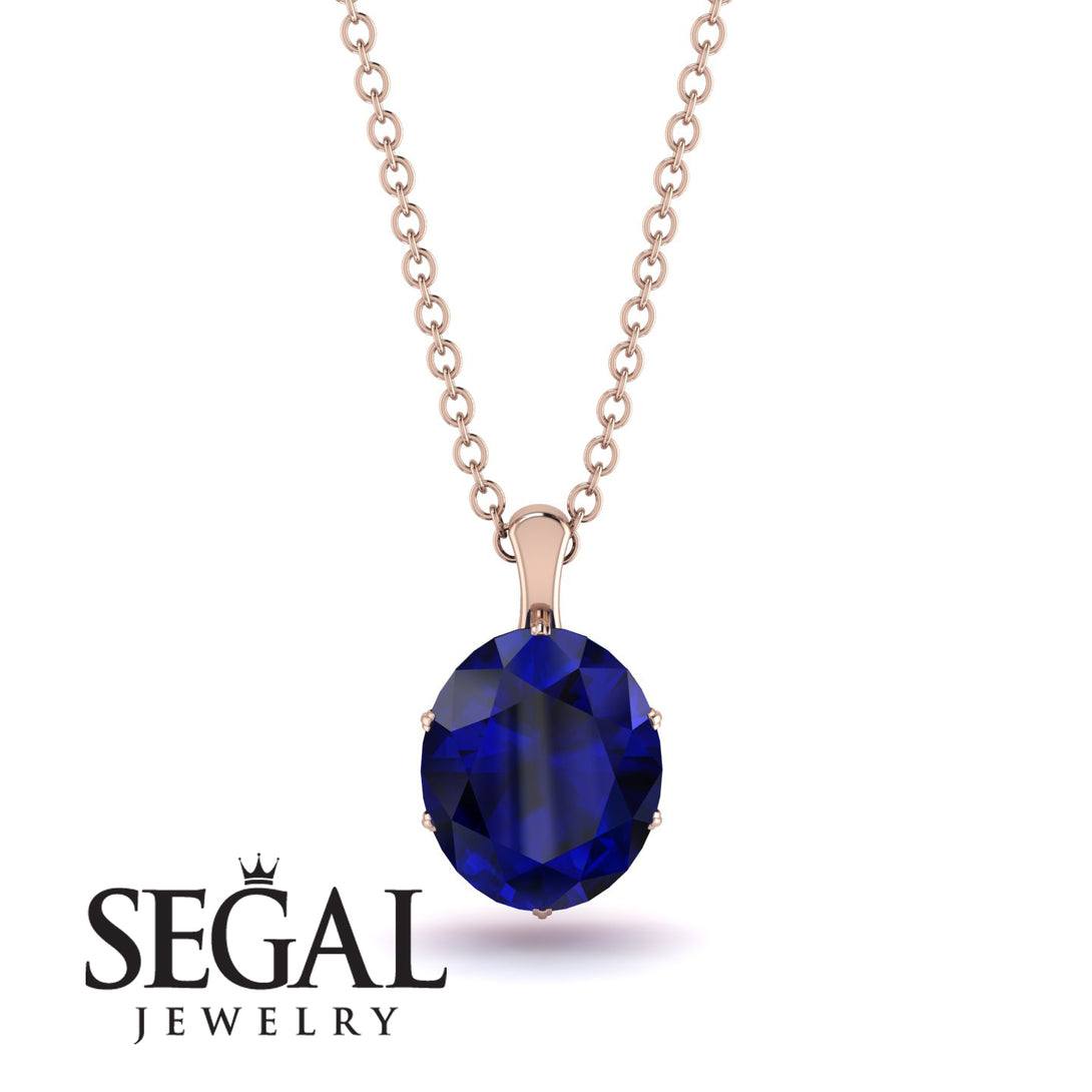 Oval Sapphire Hidden Halo Necklace - Gemma No. 59