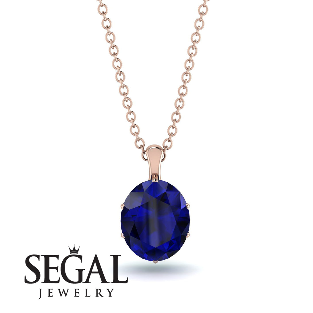 Oval Sapphire Hidden Halo Necklace - Gemma No. 29