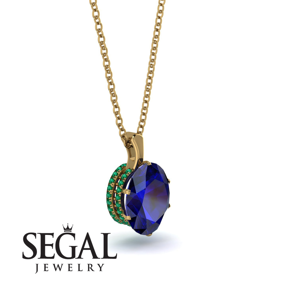 Oval Sapphire Hidden Halo Necklace - Gemma No. 28