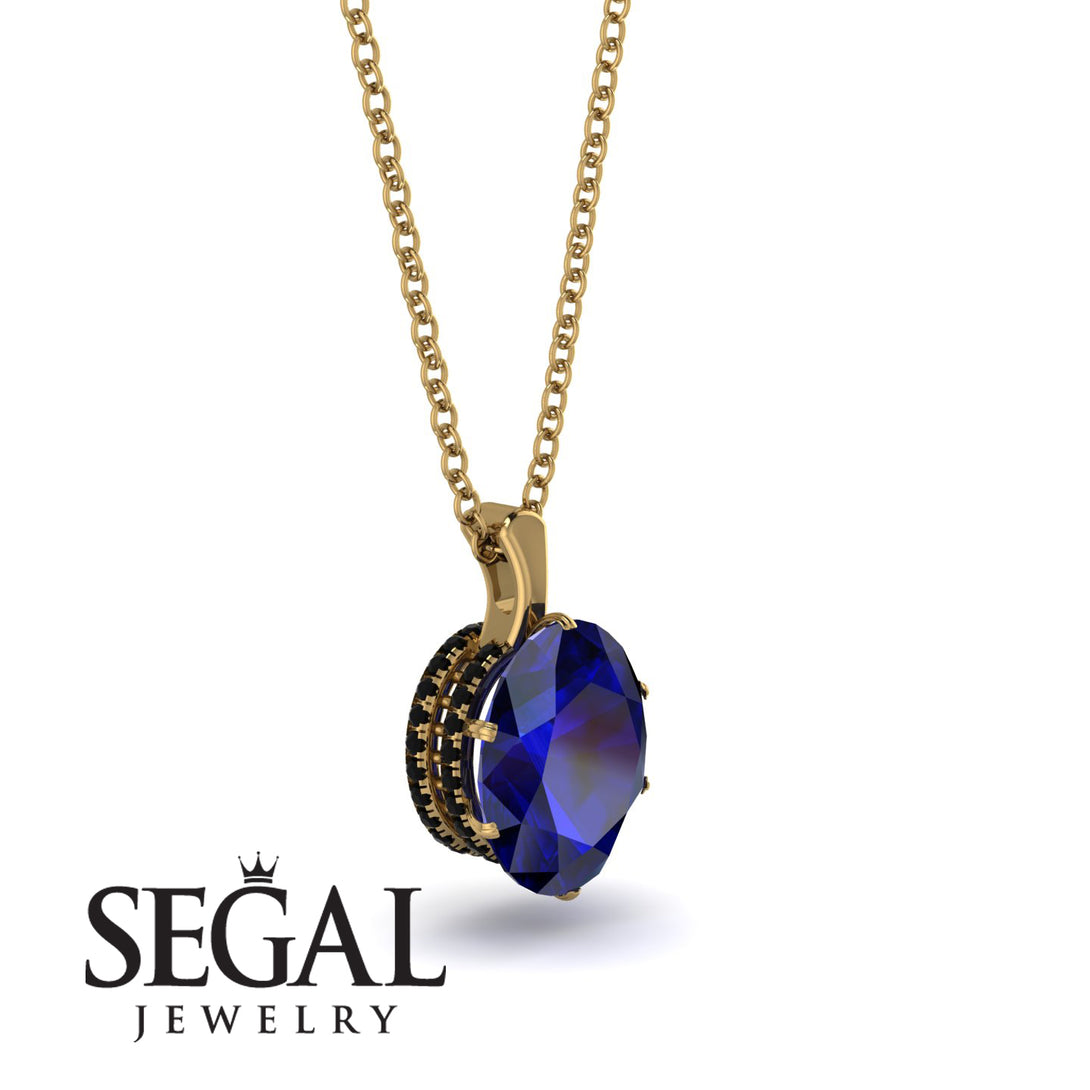 Oval Sapphire Hidden Halo Necklace - Gemma No. 43