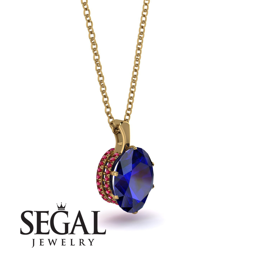 Oval Sapphire Hidden Halo Necklace - Gemma No. 58