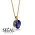 Oval Sapphire Hidden Halo Necklace - Gemma No. 13