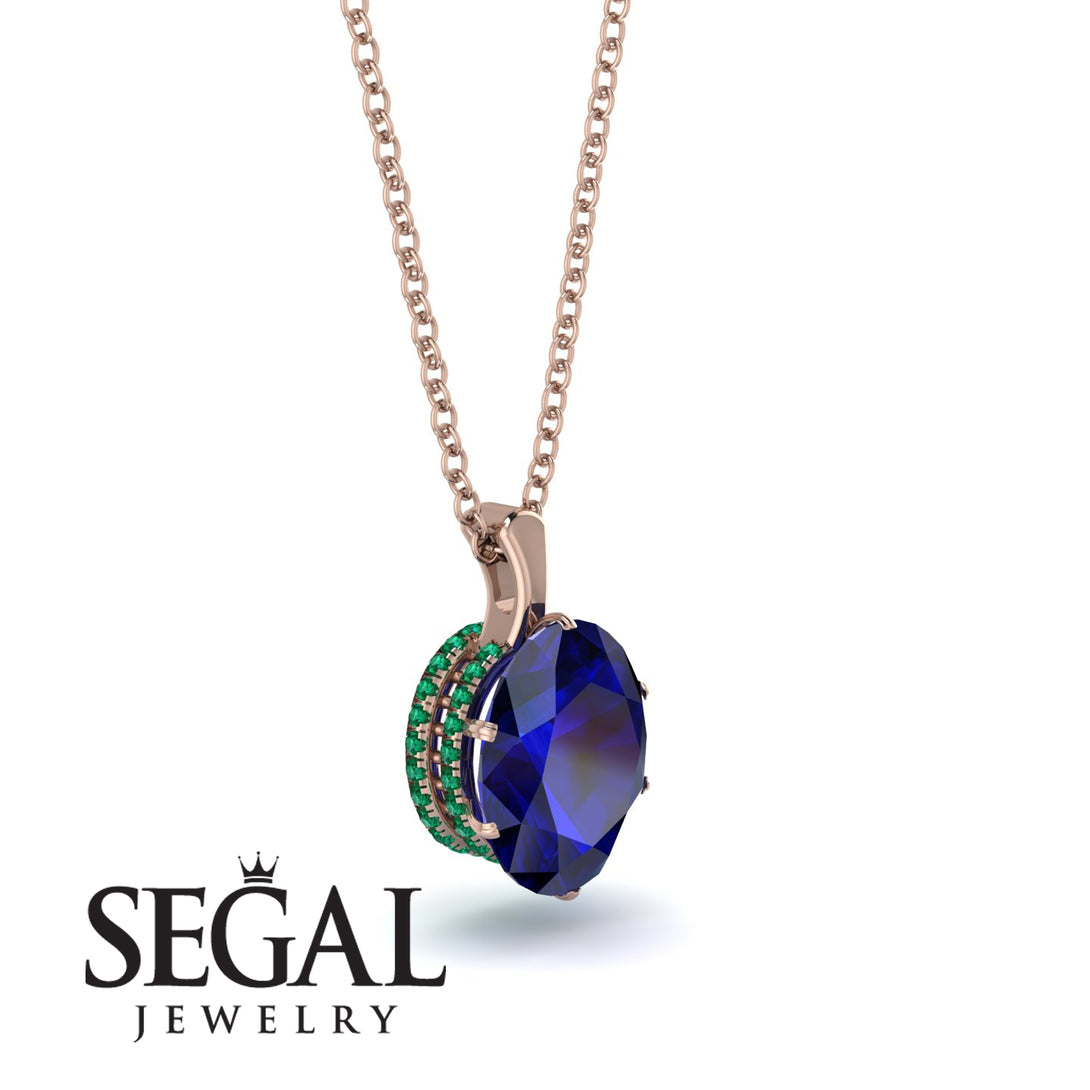 Oval Sapphire Hidden Halo Necklace - Gemma No. 29