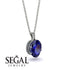 Oval Sapphire Hidden Halo Necklace - Gemma No. 15 image 2