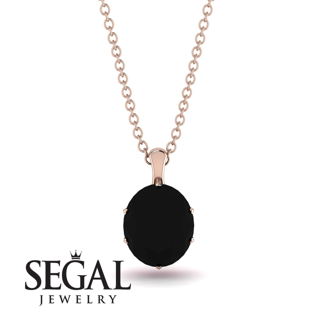 Oval Black Diamond Hidden Halo Necklace - Gemma No. 53